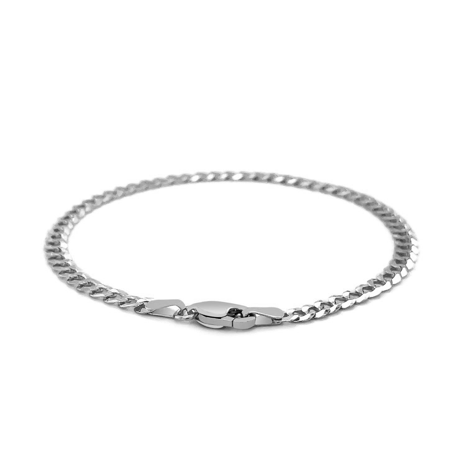 14k White Gold Solid Curb Bracelet (3.60 mm)