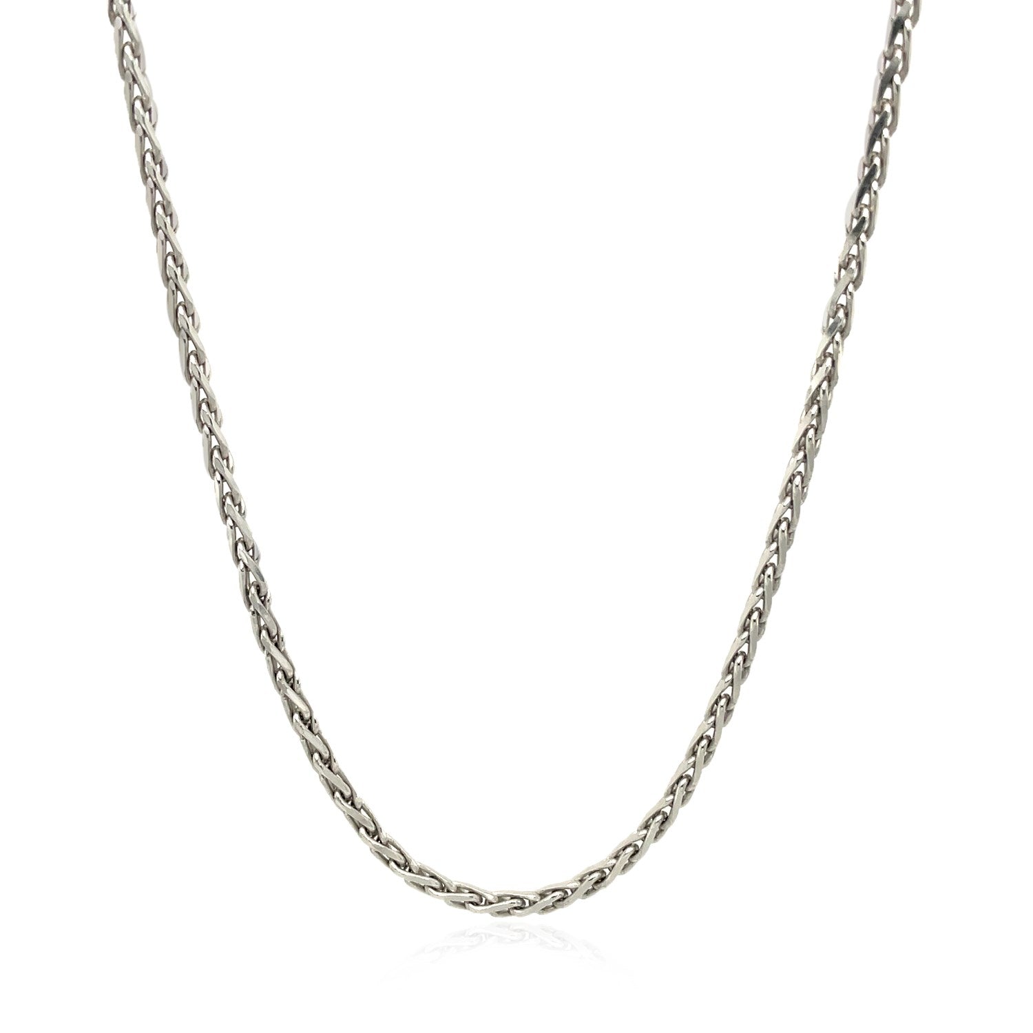 Sterling Silver Rhodium Plated Wheat Chain (2.20 mm)