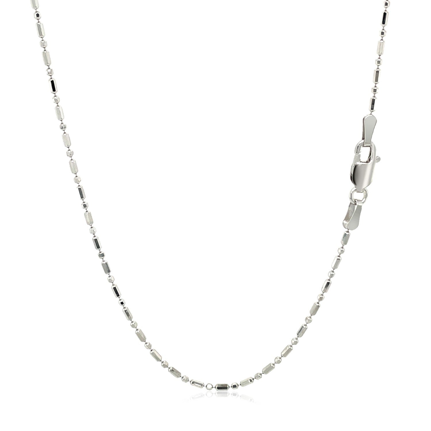 14k White Gold Diamond-Cut Alternating Bead Chain (1.10 mm)