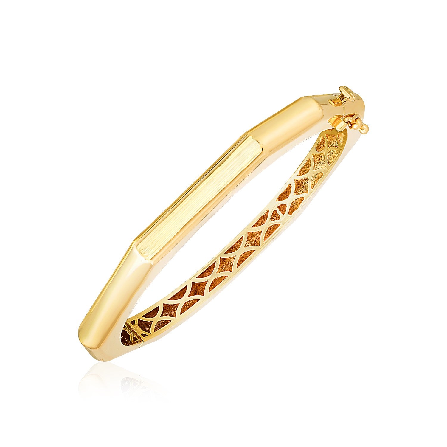 14k Yellow Gold High Polish Geometric Bangle (6.10 mm)