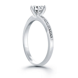 14k White Gold Engagement Ring with Diamond Channel Set Band