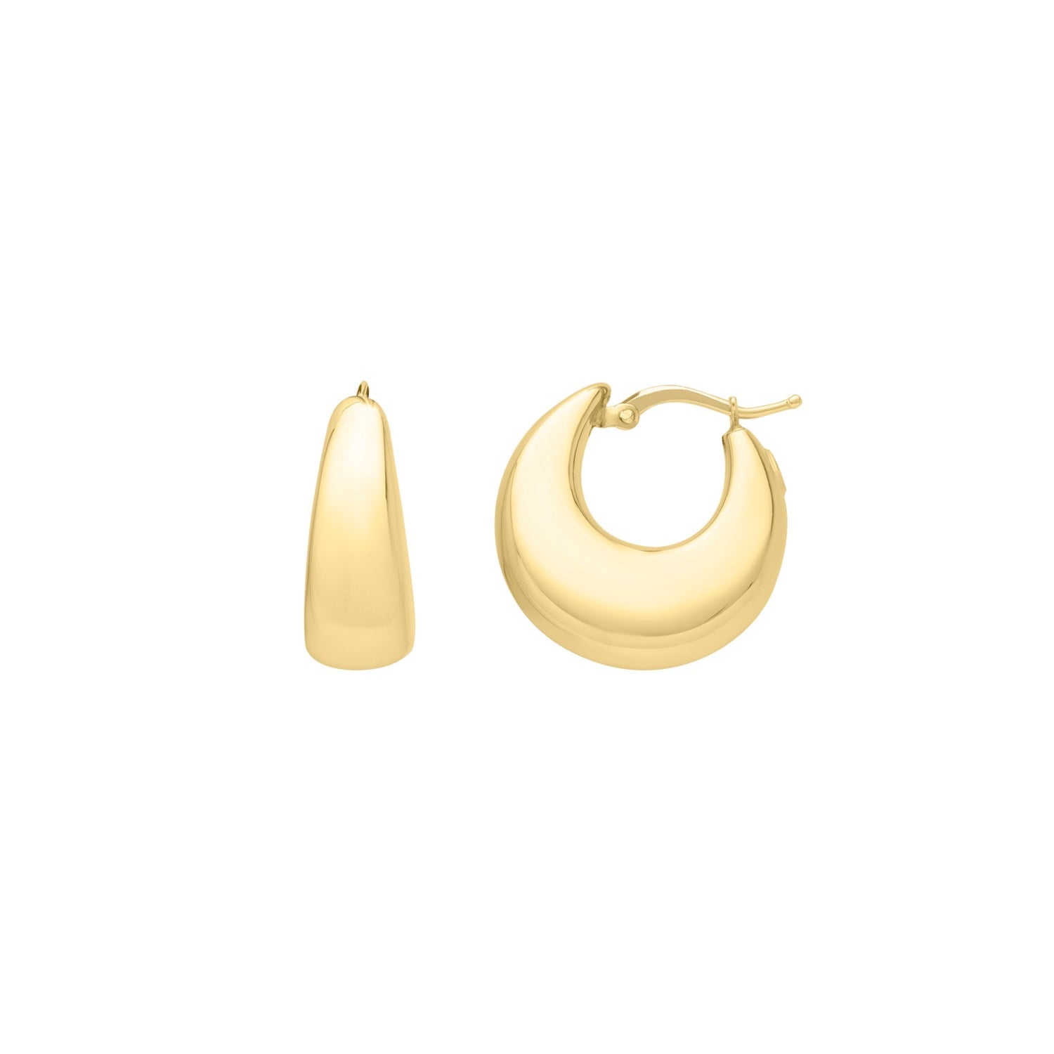 14k Yellow Gold Large Tapered Hoop Earrings(20x20mm)