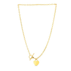 Toggle Necklace with Heart Charm in 14k Yellow Gold