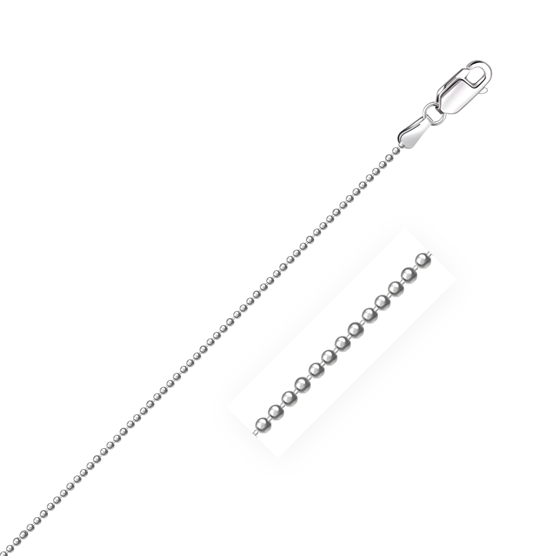 14k White Gold Diamond-Cut Bead Chain (1.10 mm)