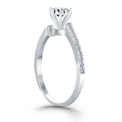 14k White Gold Open Shank Bypass Diamond Engagement Ring