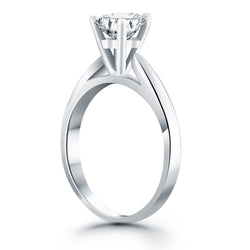 14k White Gold Tapered Cathedral Solitaire Engagement Ring