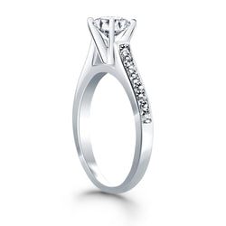 14k White Gold Pave Diamond Cathedral Engagement Ring