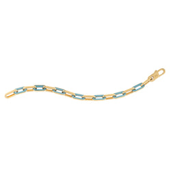 14k Yellow Gold Turquoise Paperclip Gem Link Bracelet (7.00 mm)