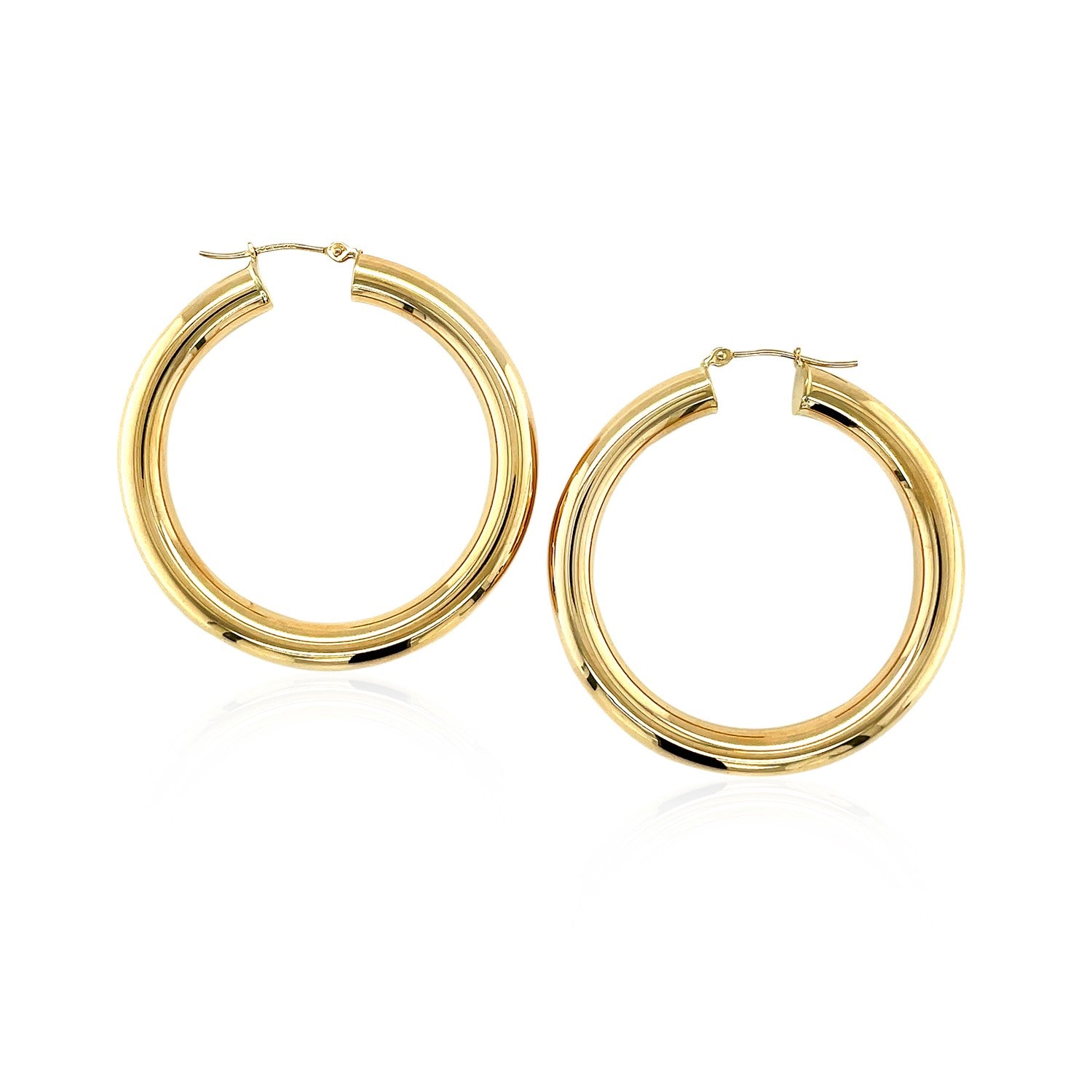 14k Yellow Gold Polished Hoop Earrings (5x40mm)