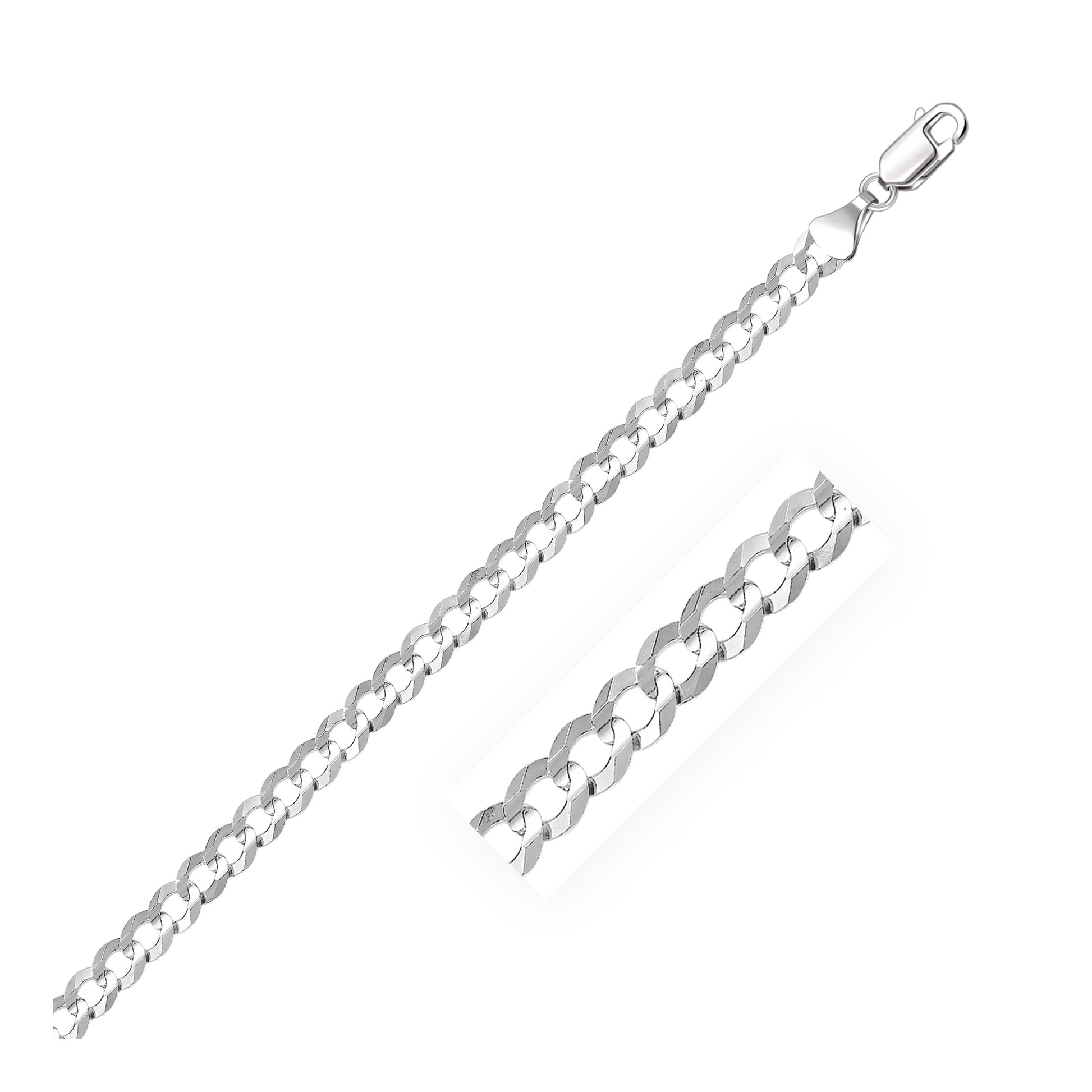 14k White Gold Solid Curb Bracelet (4.70 mm)