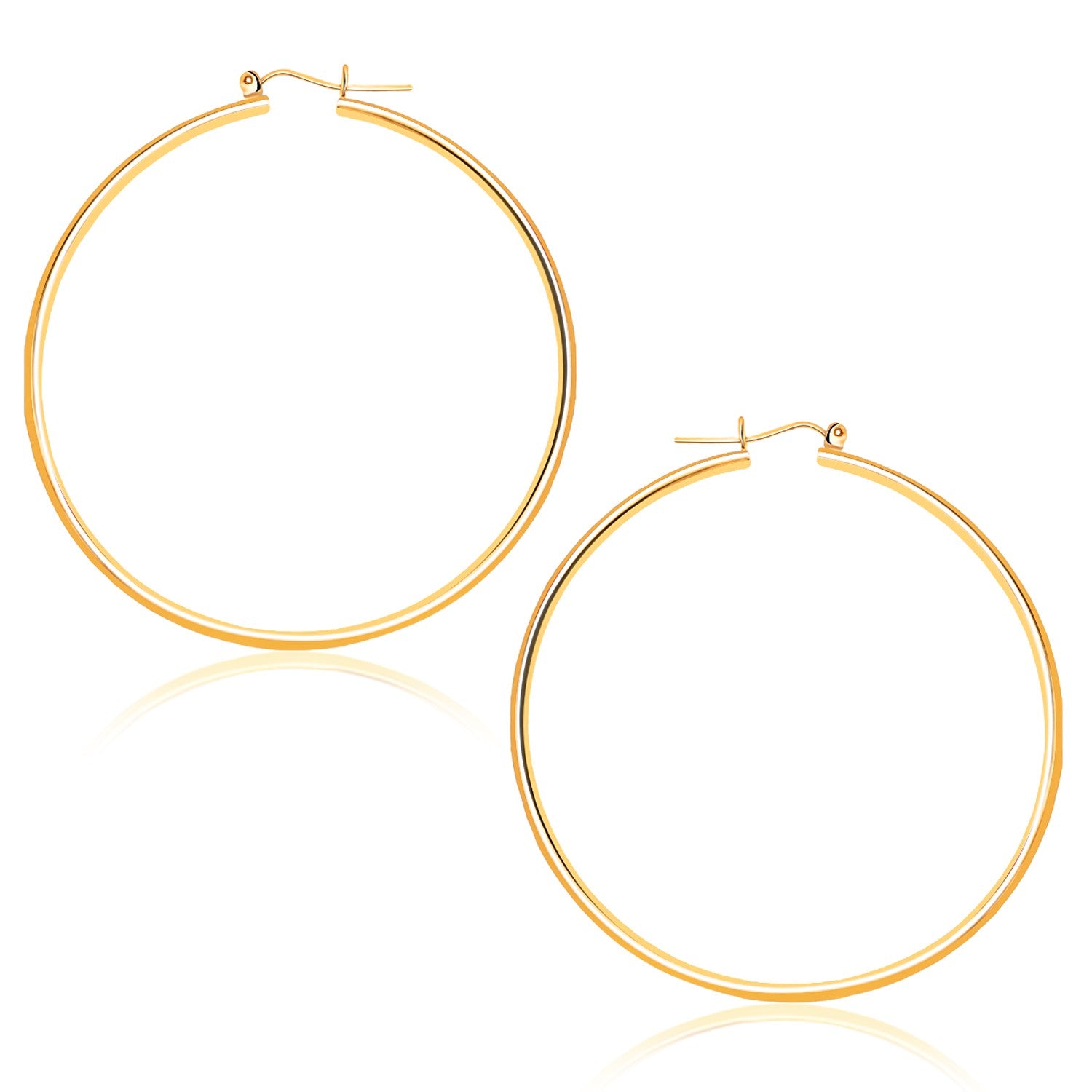 14k Yellow Gold Polished Hoop Earrings (1.5x45mm)