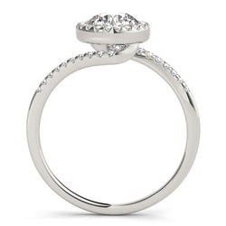 14k White Gold Halo Design Bypass Round Diamond Engagement Ring (5/8 cttw)