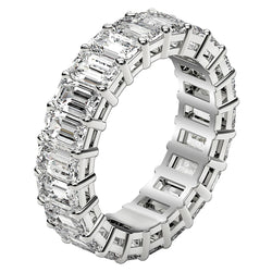 Emerald Cut Lab Grown Diamond Eternity Ring in 14k White Gold (5 cttw FG/VS2)