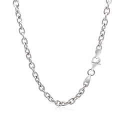 Sterling Silver Rhodium Plated Chain Bracelet with a Flat Heart Motif Station