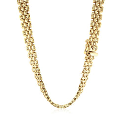 14k Yellow Gold Fancy Polished Multi-Row Panther Link Necklace