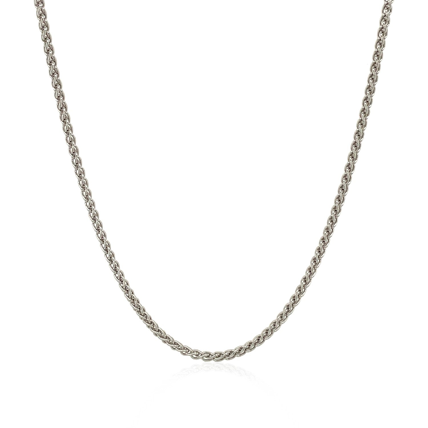 Sterling Silver Rhodium Plated Wheat Chain (1.30 mm)