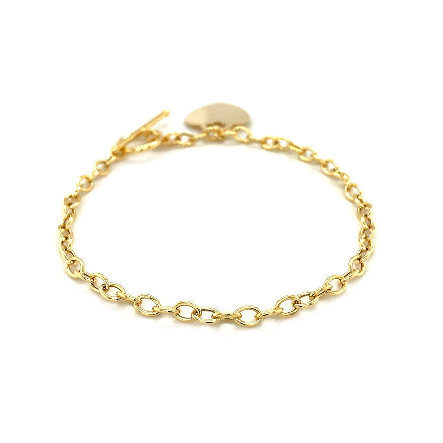 Toggle Bracelet with Heart Charm in 14k Yellow Gold (4.80 mm)