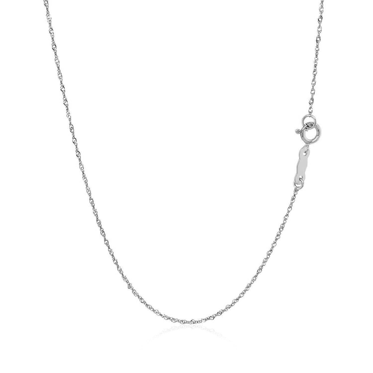 14k White Gold Singapore Chain 0.8mm (0.81 mm)