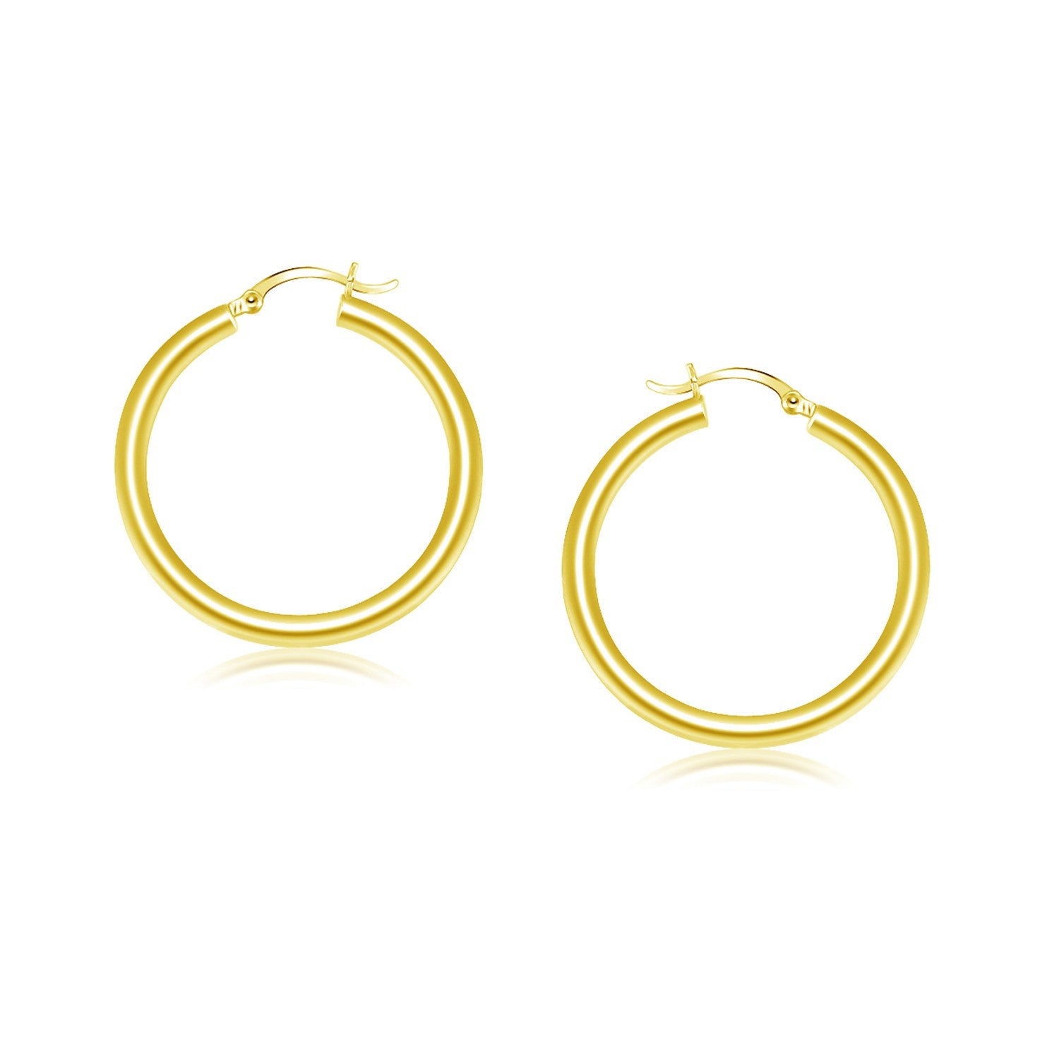 14k Yellow Gold Polished Hoop Earrings (4x25mm)