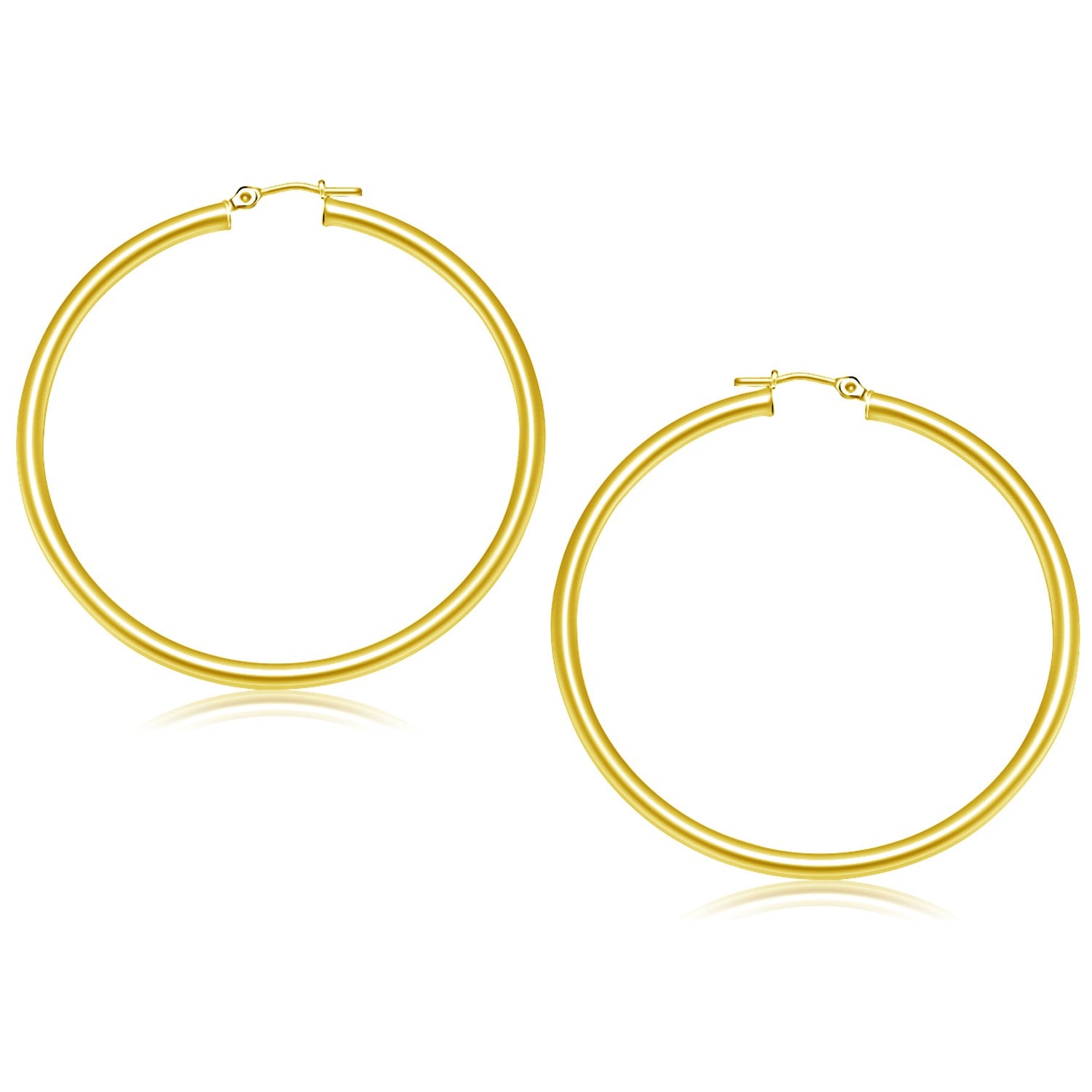 14k Yellow Gold Polished Hoop Earrings (3x50mm)