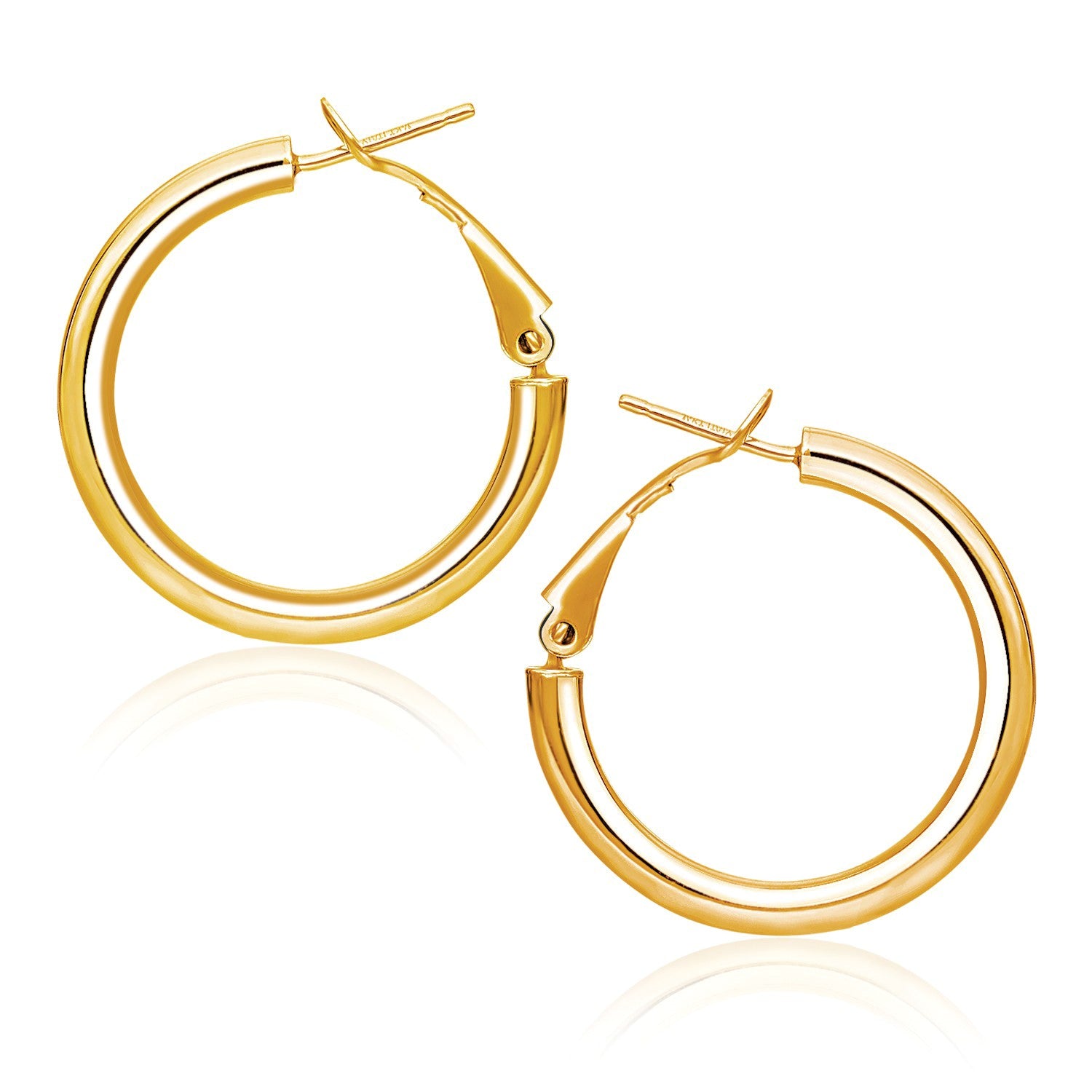 14k Yellow Gold High Polish  Hoop Earrings(2x20mm)