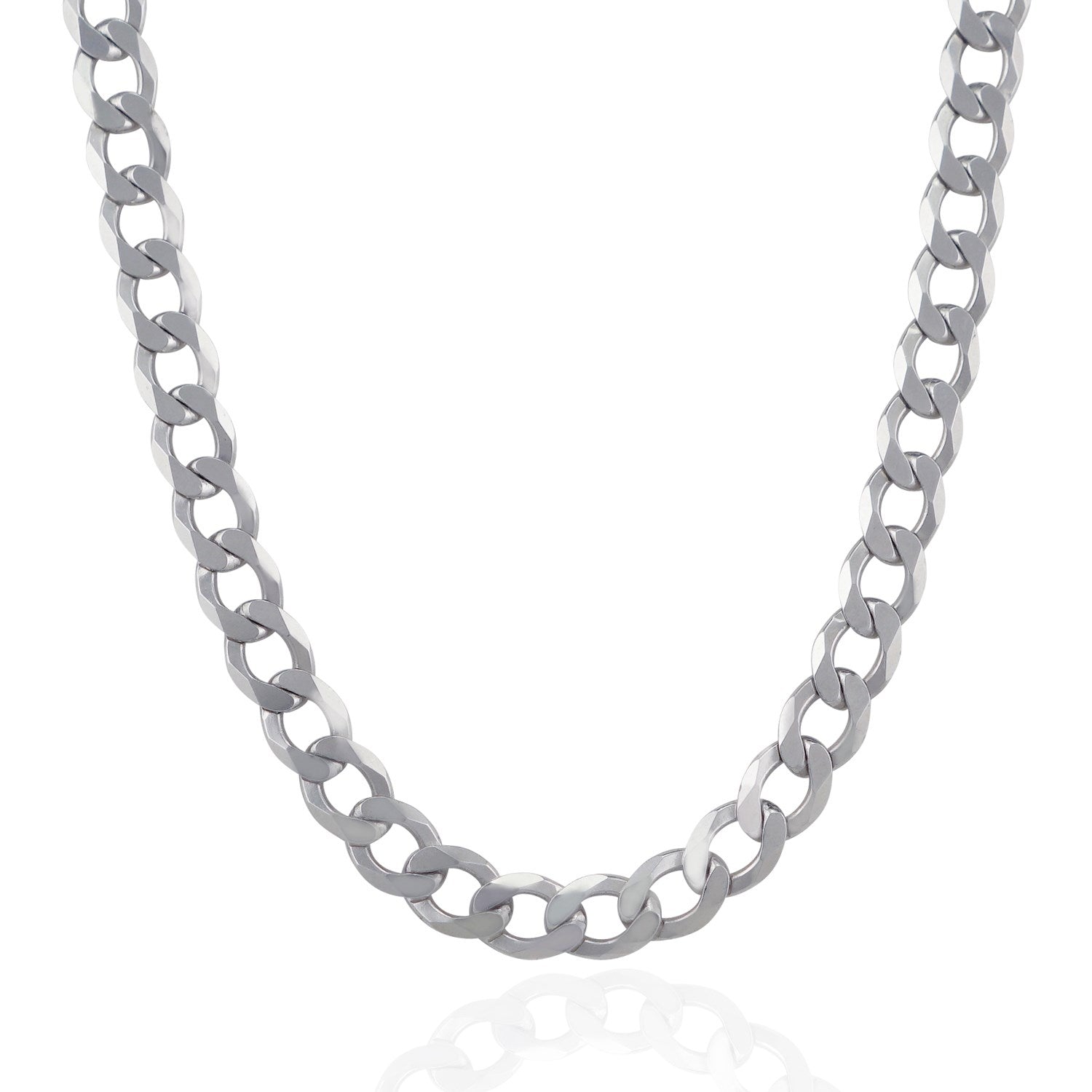 Rhodium Plated Sterling Silver Curb Style Chain (8.40 mm)