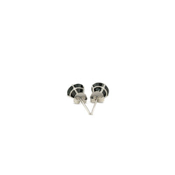 14k White Gold Stud Earrings with Black Faceted Cubic Zirconia(6mm)