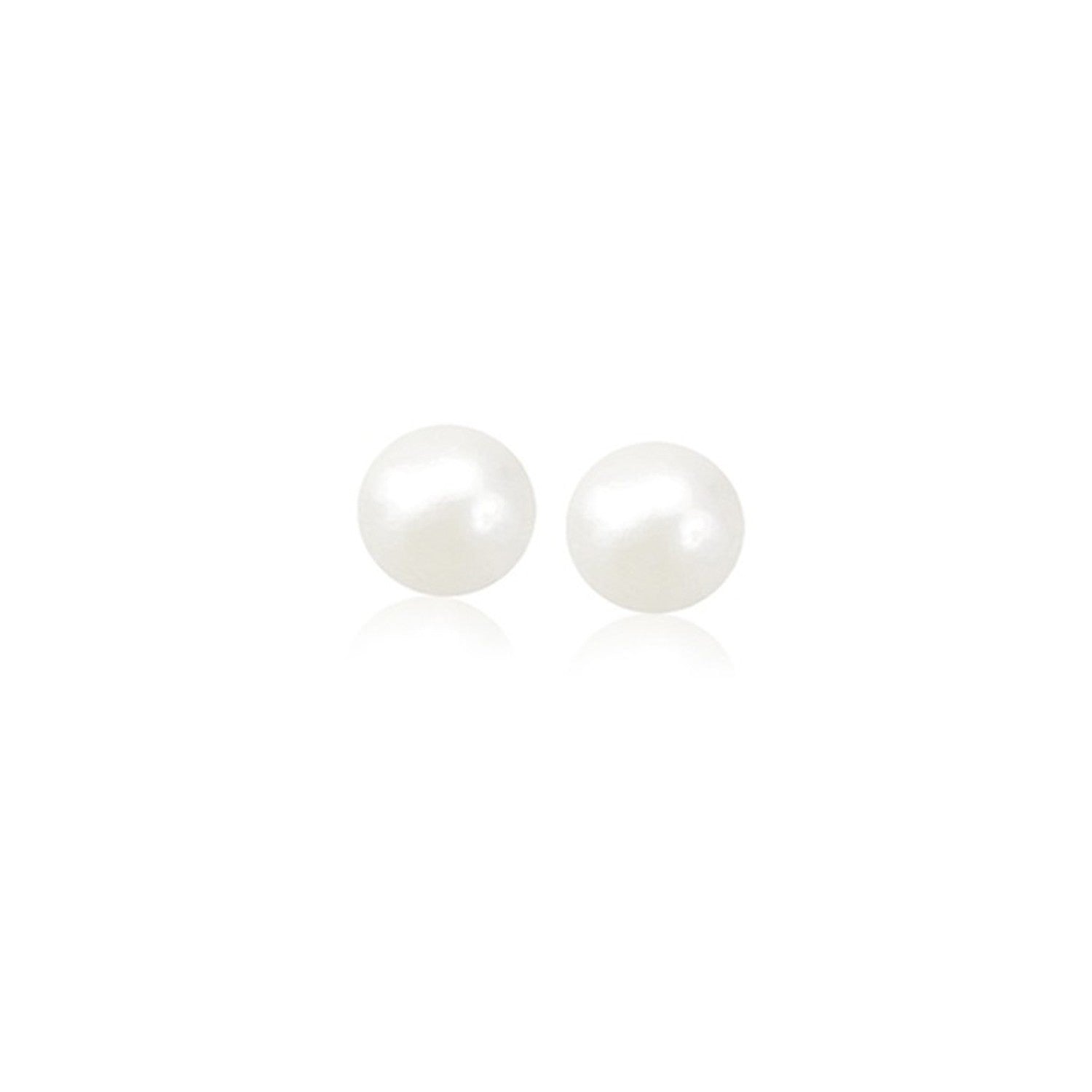 14k Yellow Gold Freshwater Cultured White Pearl Stud Earrings (5mm)