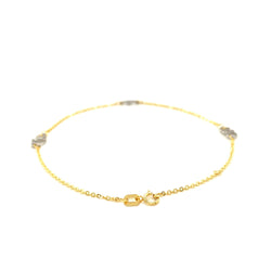 14k Two Tone Gold Entwined Heart Stationed Anklet