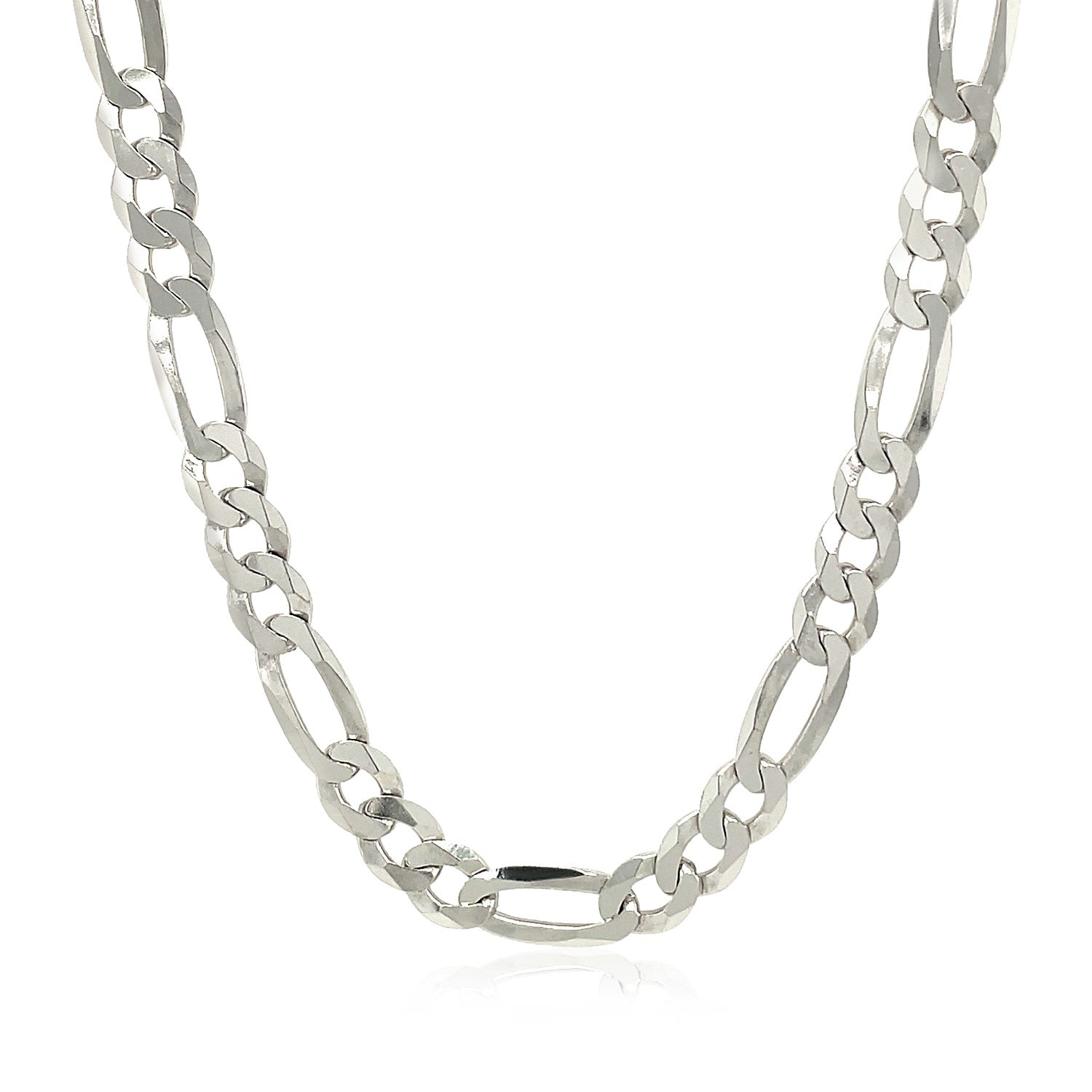 Rhodium Plated Sterling Silver Figaro Style Chain (5.40 mm)