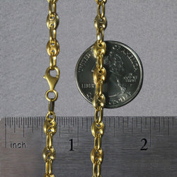 14k Tri Color Gold High Polish Puffed Mariner Link Chain (4.90 mm)