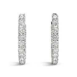 14k White Gold Two Sided Prong Set Diamond Hoop Earrings (3 1/2 cttw)