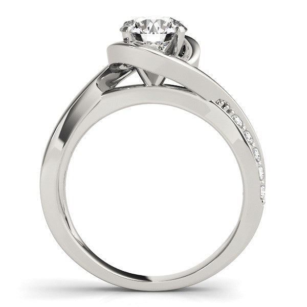 14k White Gold Split Band Round Bypass Diamond Engagement Ring (1 1/8 cttw)