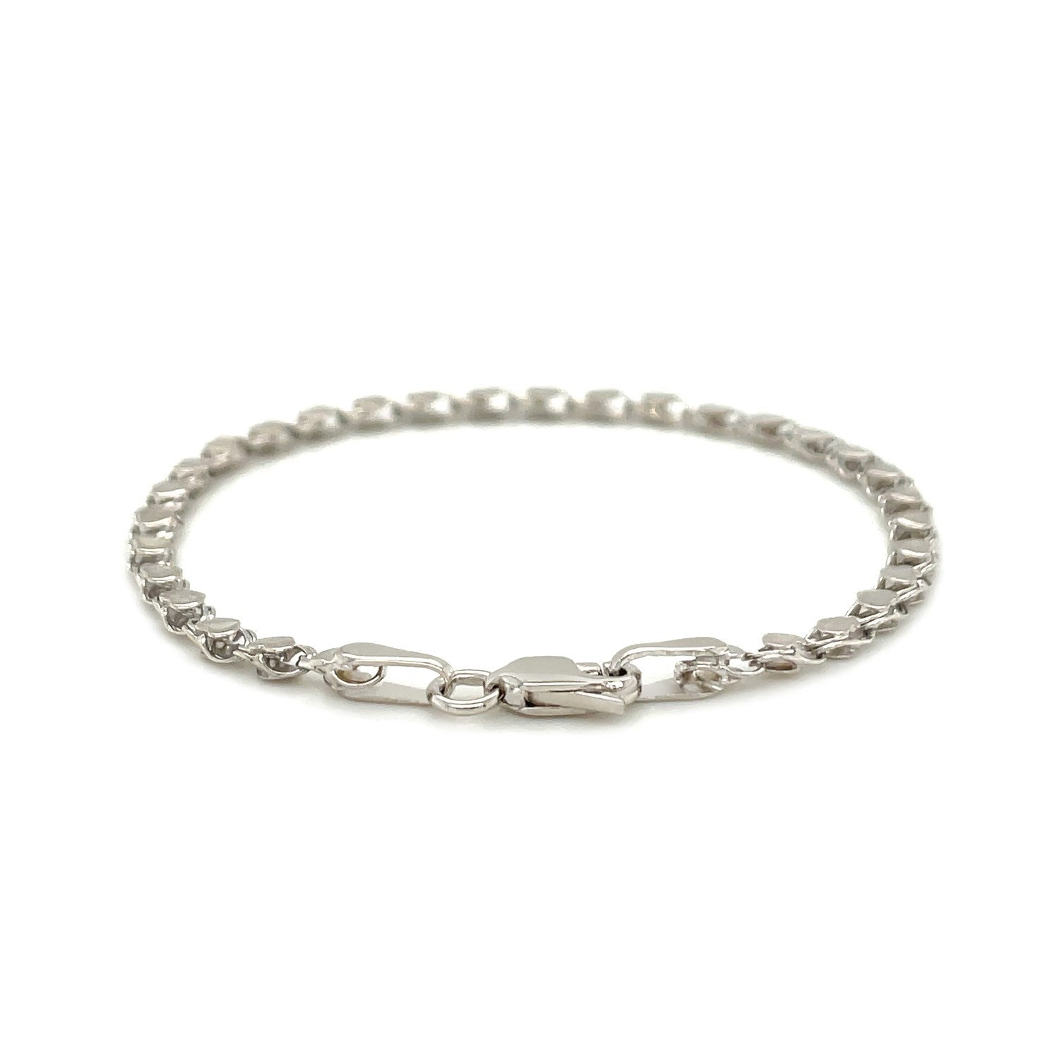 2.9mm 14k White Gold Heart Anklet