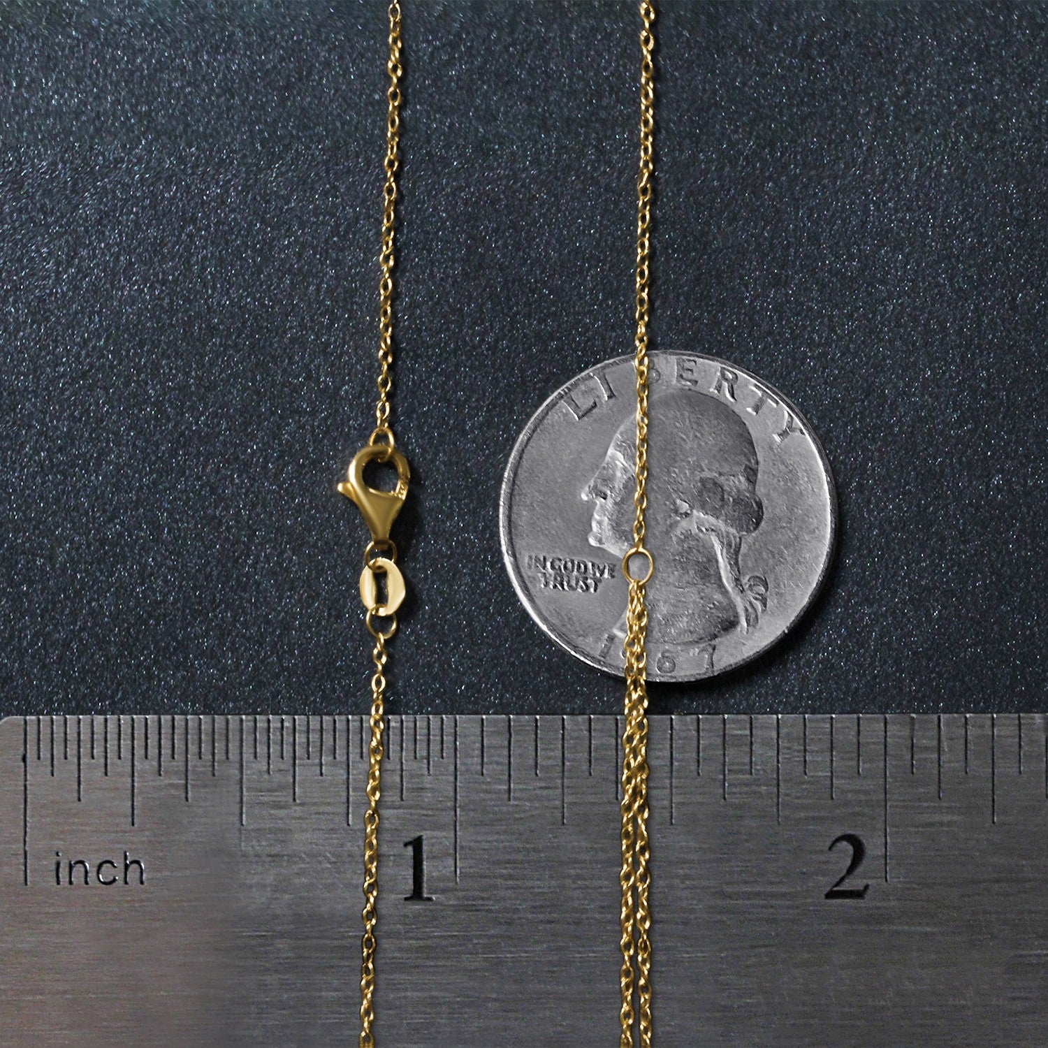 14k Yellow Gold 18 inch Two Strand Necklace with Circle and Bar Pendants