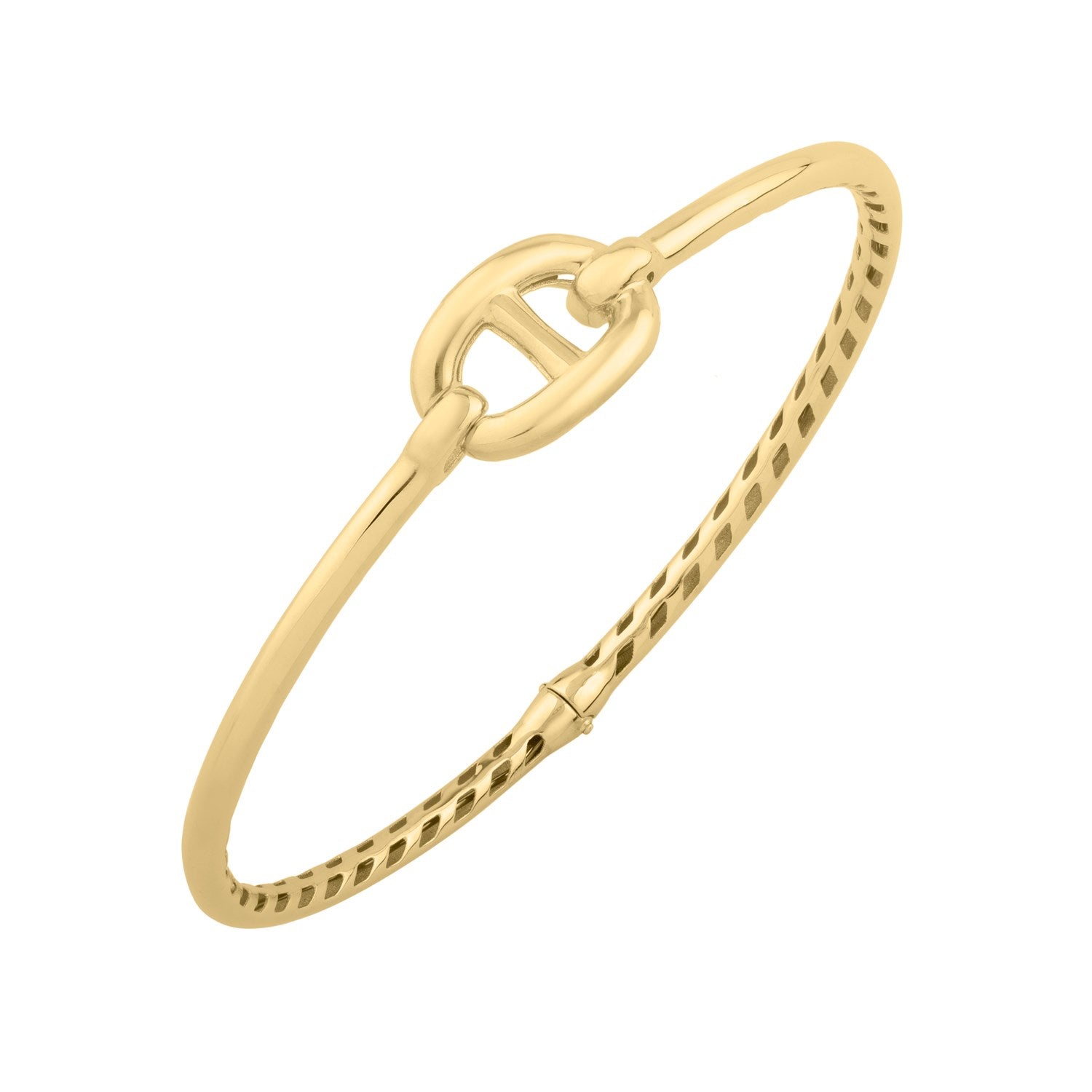 14K Yellow Gold Puff Mariner Link Bangle (12.00mm)