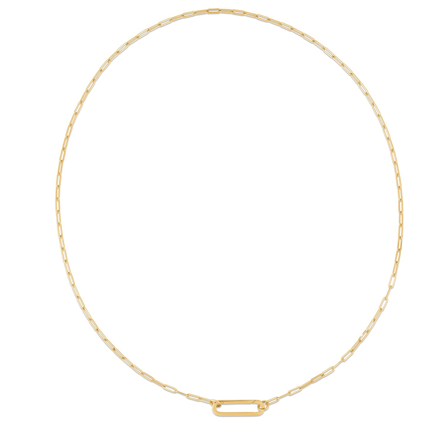 14k Yellow Gold Elongated Link Paperclip Necklace