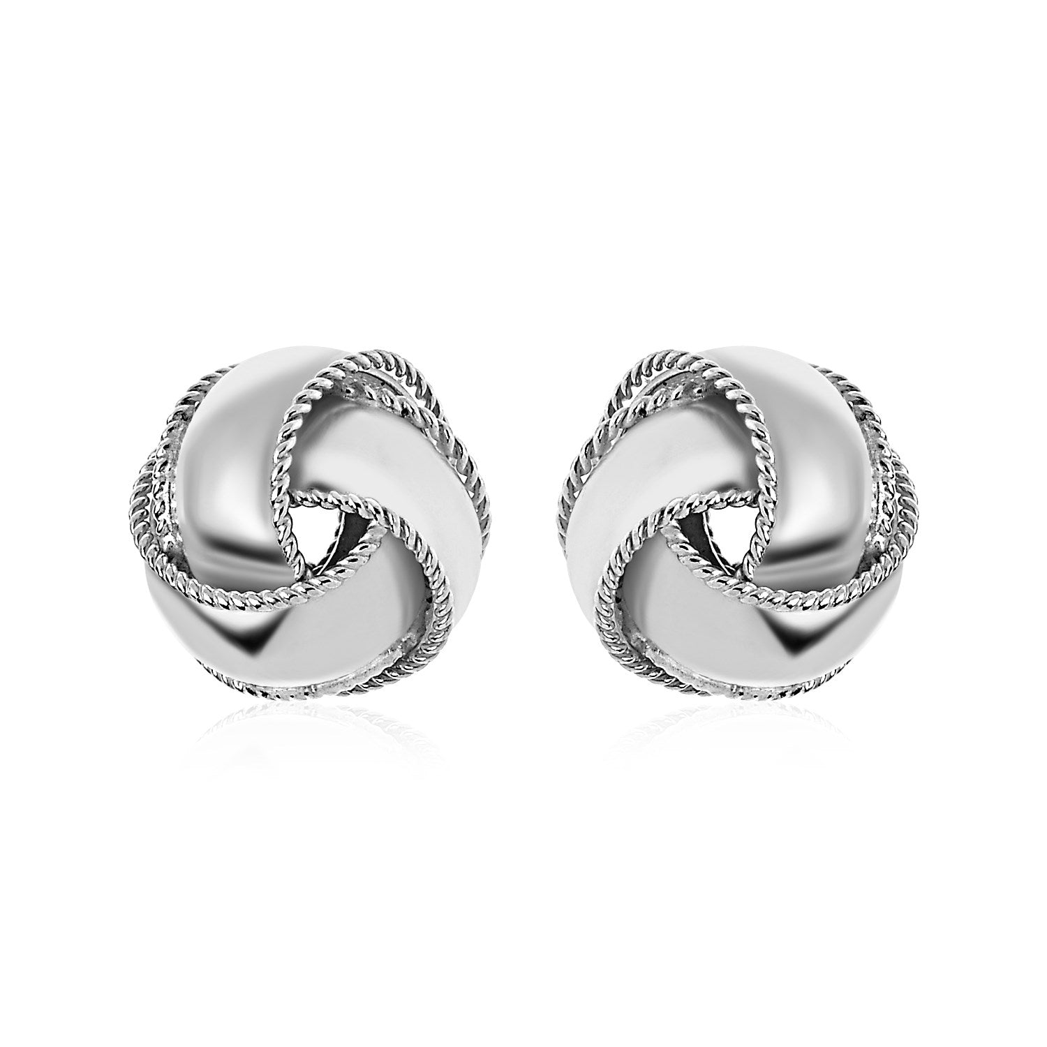 Textured and Polished Love Knot Earrings in Sterling Silver(13mm)