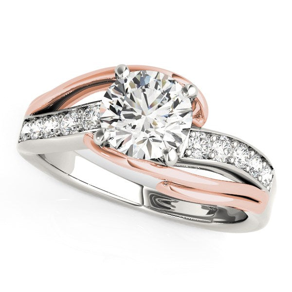 14k White And Rose Gold Bypass Shank Diamond Engagement Ring (1 1/8 cttw)