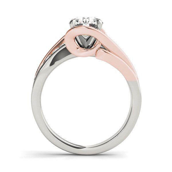 14k White And Rose Gold Bypass Shank Diamond Engagement Ring (1 1/8 cttw)