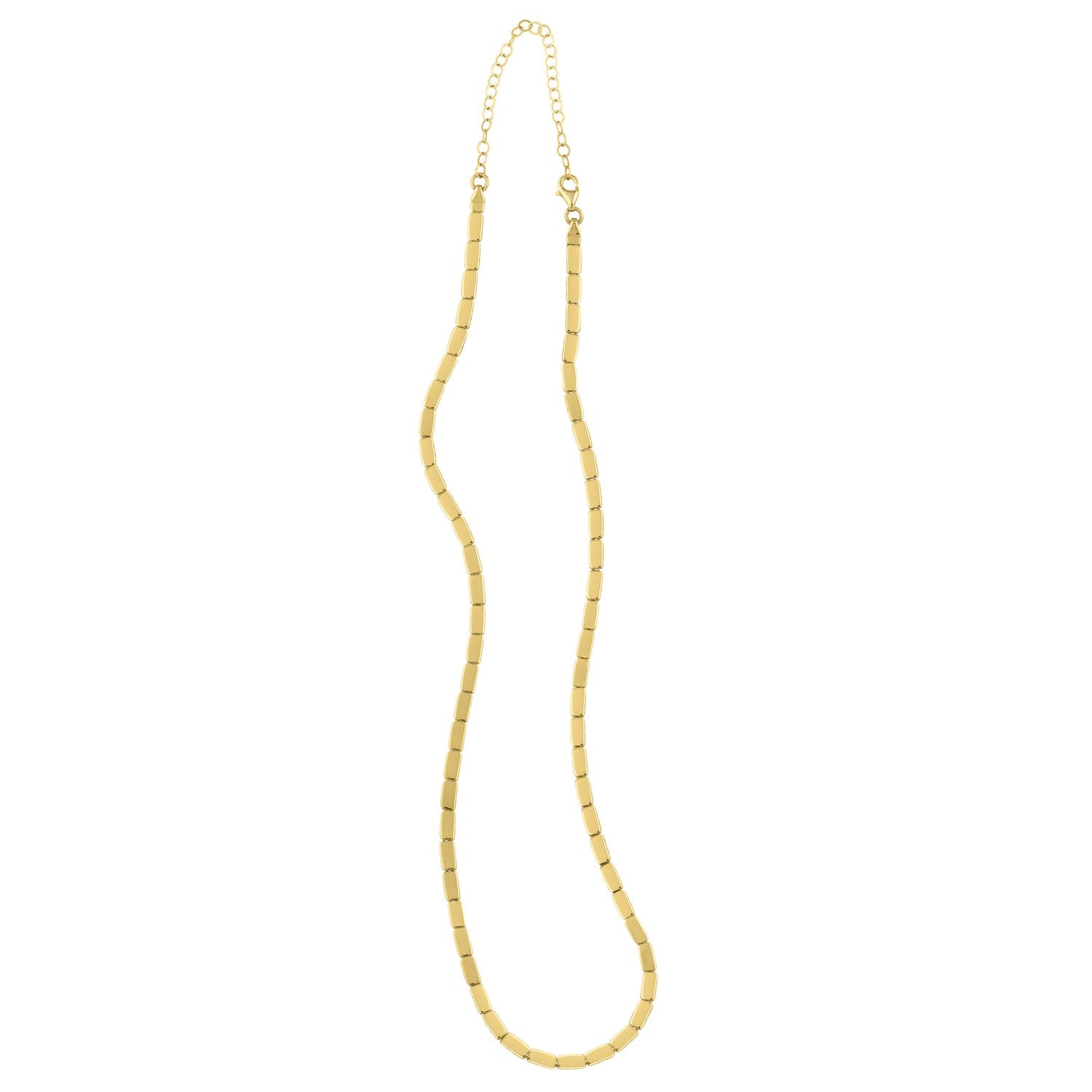 Polished Brick Rectangle Link Necklace in 14K Yellow Gold