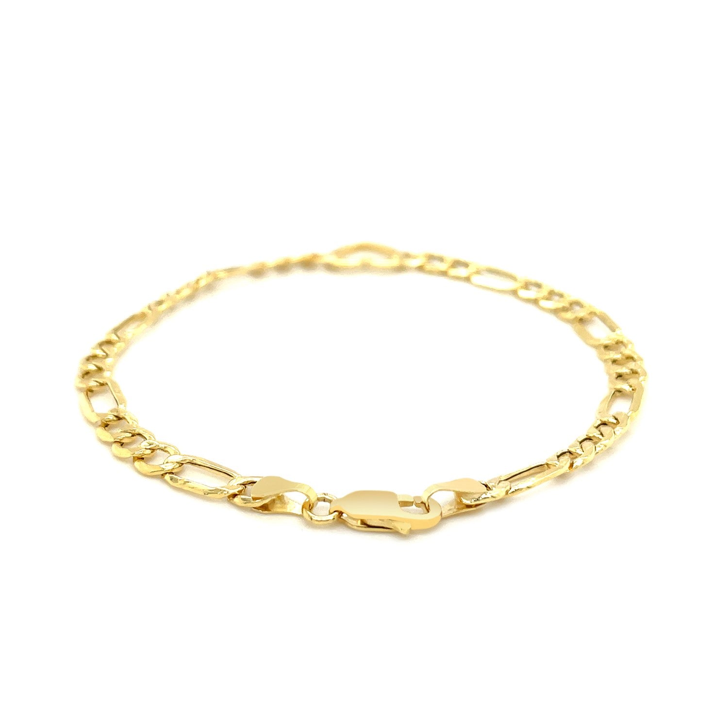 14k Yellow Gold 7 inch Figaro Chain Bracelet with Heart (4.50 mm)