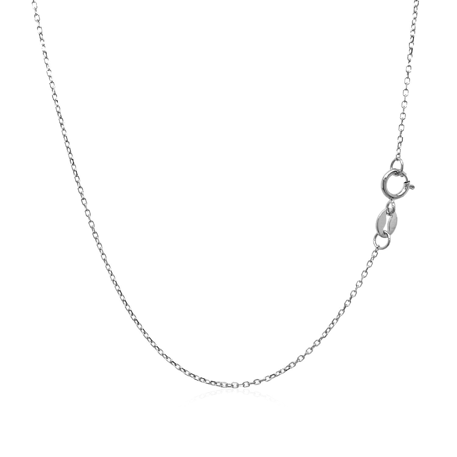 14k White Gold Diamond Cut Cable Link Chain (0.87 mm)