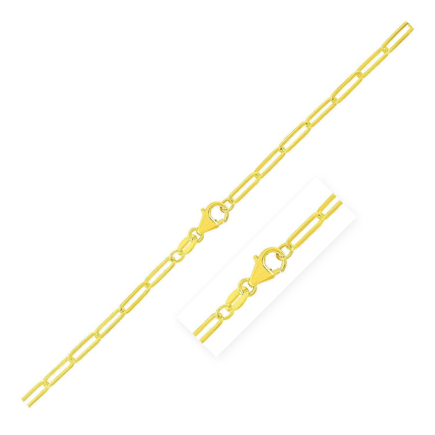 10K Yellow Gold Paperclip Chain (2.50 mm)