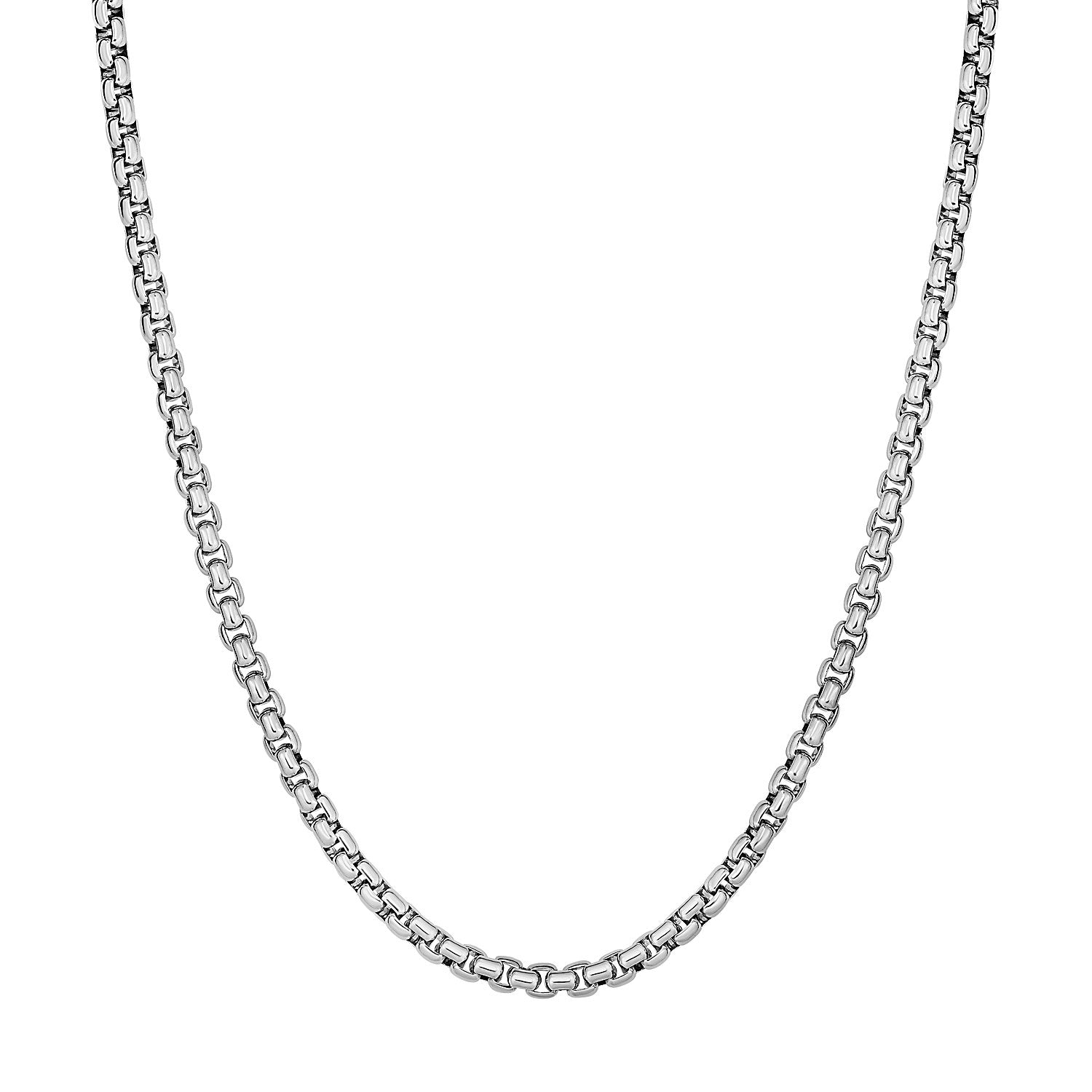 Sterling Silver Rhodium Plated Round Box Chain (3.80 mm)