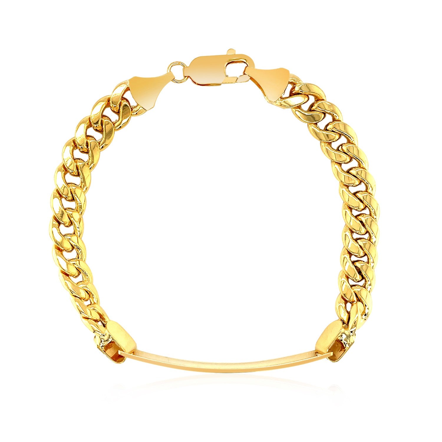 14k Yellow Gold Mens ID Cuban Chain Bracelet (8.00 mm)