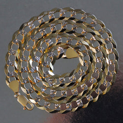 14k Two Tone Gold Pave Curb Chain (11.23 mm)