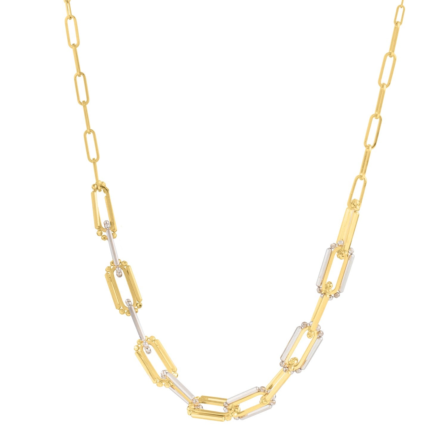 14K Two Tone Gold Pallina Paperclip Necklace