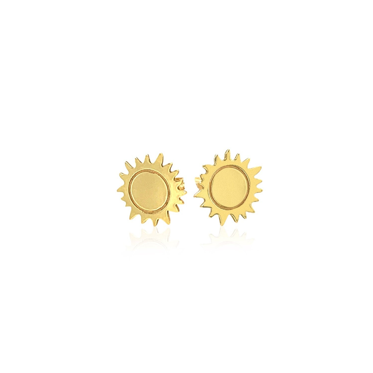 14K Yellow Gold Sun Earrings