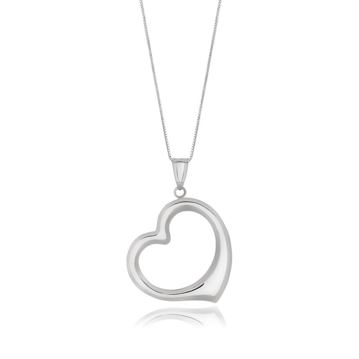 14k White Gold Floating Heart Drop Pendant